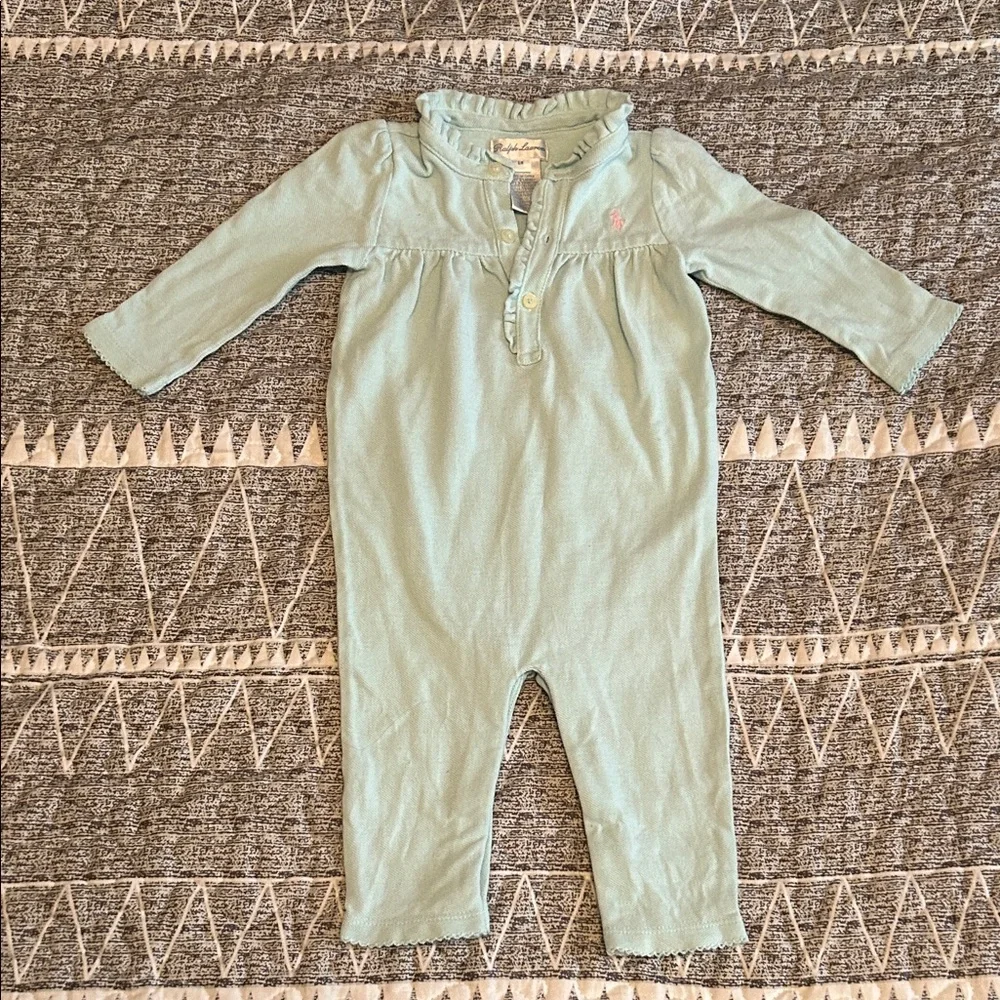 Ralph Lauren Lt Blue Baby Romper 6 Mo
